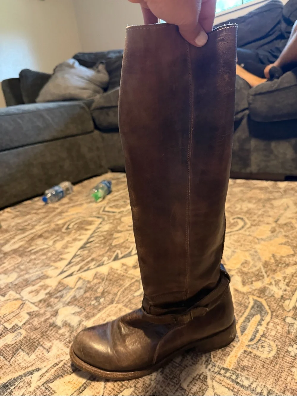 BED|STU Sueded Brown Leather Boot Interior